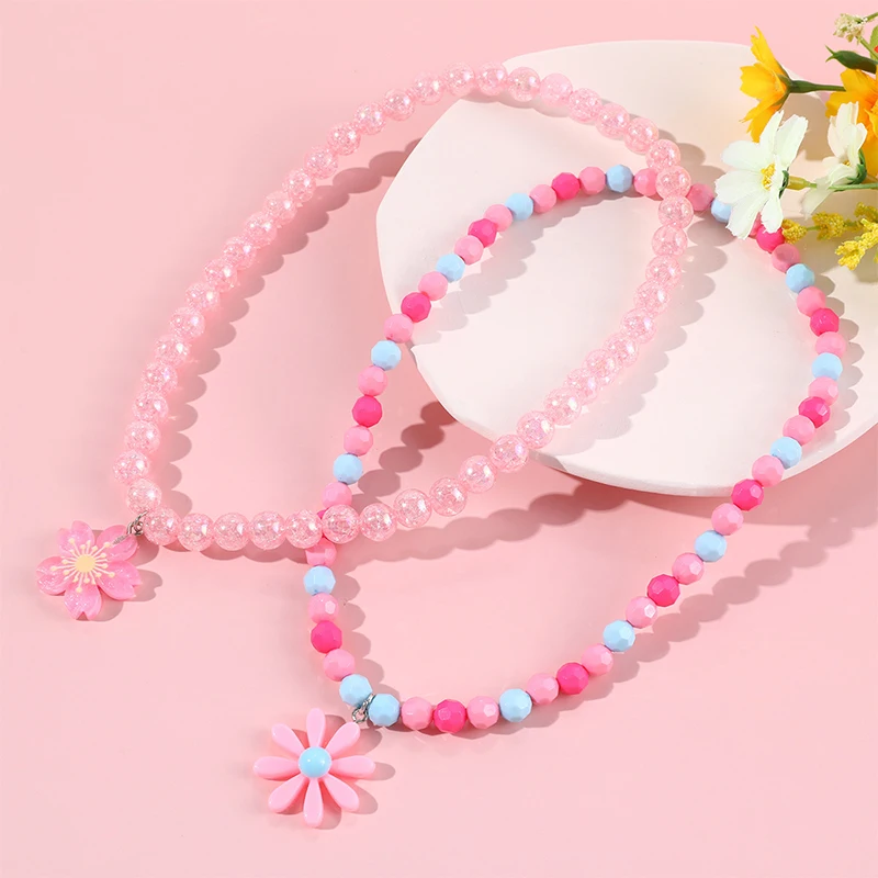 

Rainbow Cute Candy Color Acrylic Beaded Ice Cream Flowers Charms Pendant Beads Pendant Necklace Jewelry for Women Girls