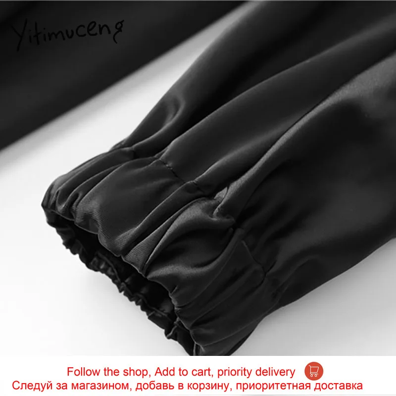 

Yitimuceng Bow Sweet Dress Women Mini A-Line Solid Black Spring 2021 Long Sleeve O-Neck High Wais Vintage Fashion Clothing New