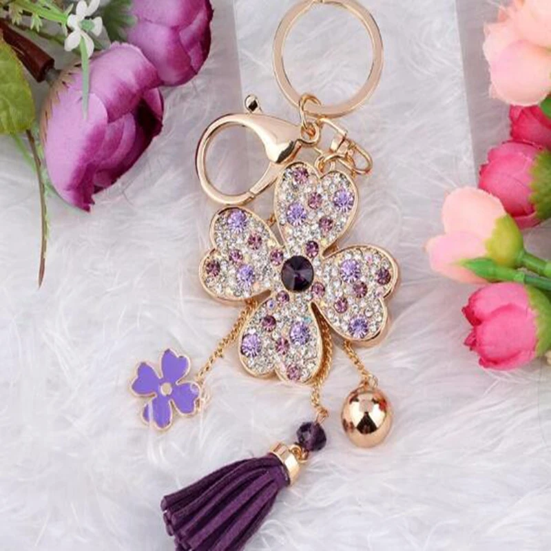 Цепочка Стразы для ключей женская модный цветной брелок в виде совы рыбы скелета