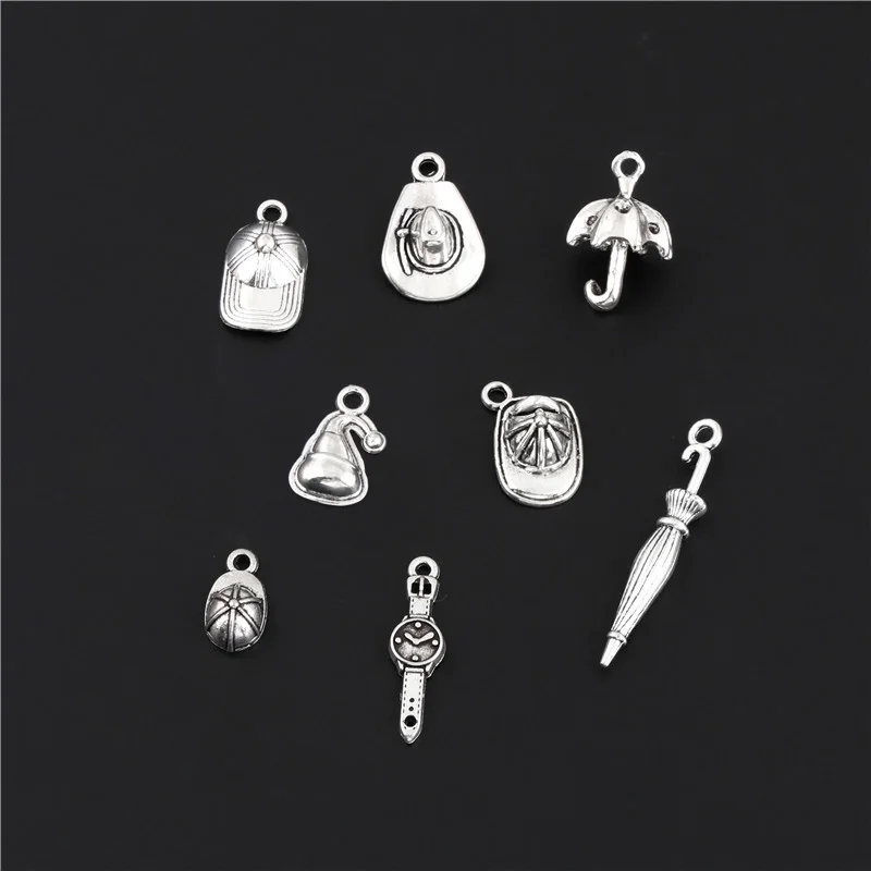 16 шт. смешанный серебряный цвет Бейсболка подвеска в виде зонтика одежда серия