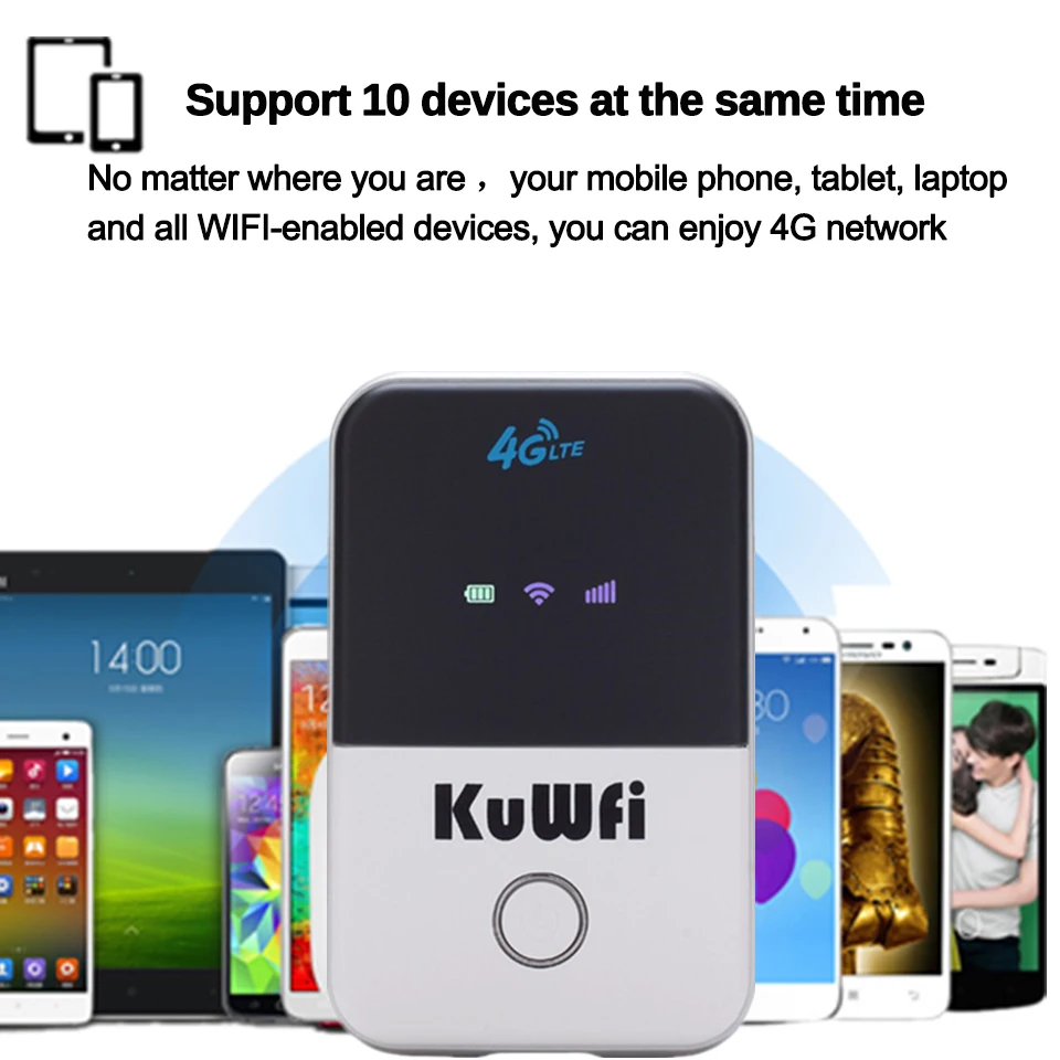 KuWfi 4G Wifi роутер мини 3g/4G LTE беспроводной маршрутизатор Портативный Карманный Wi-Fi Мобильная точка доступа автомобильный Wi-Fi роутер со слотом для sim-карты