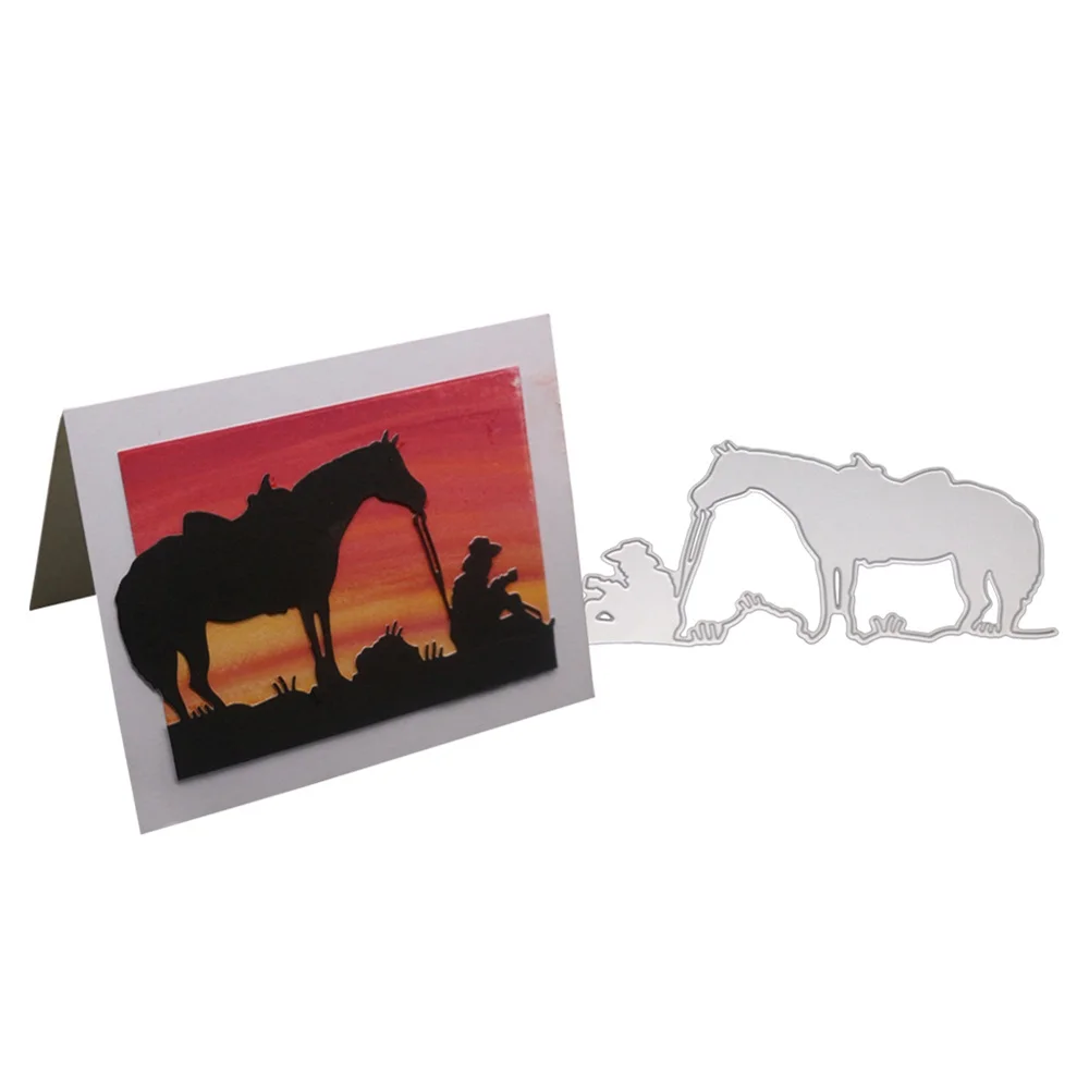 Металлические Вырубные штампы старый человек и лошадь для рукоделия