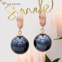 sz design 2021 fashion big round colorful imitation pearl dangle earrings for women wedding temperament simple elegant jewelry