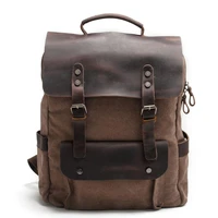 weysfor vogue multifunction men women backpack vintage canvas backpack leather school bag neutral portable wearproof travel bag