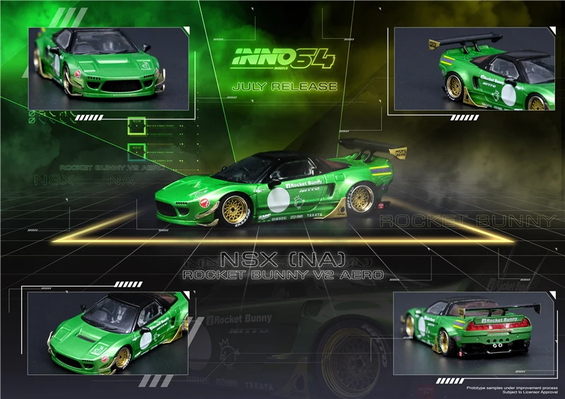 INNO 1:64 Honda NSX NA1 PANDEM ROCKET BUNNY Металлический Зеленый литая модель автомобиля | Игрушки