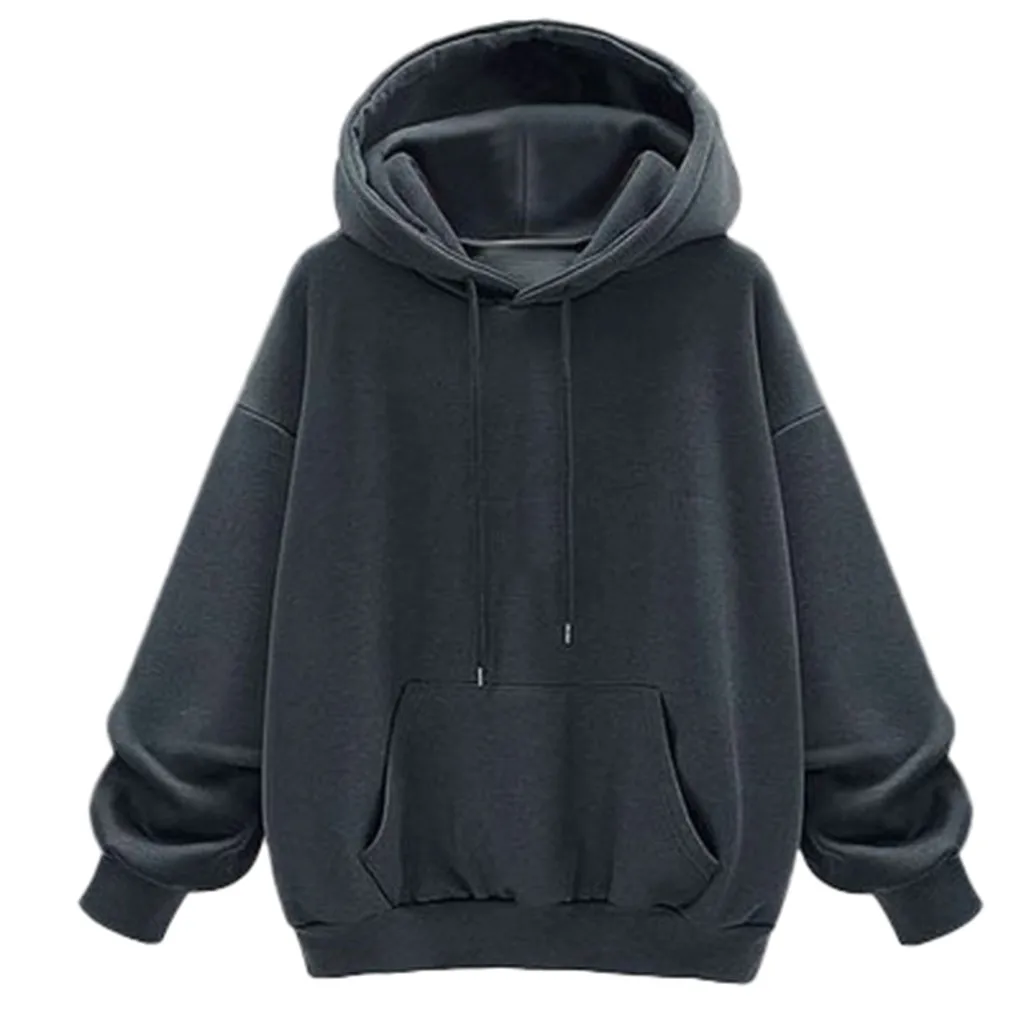 Женский свитер с длинными рукавами SAGACE Однотонный капюшоном и бархатом