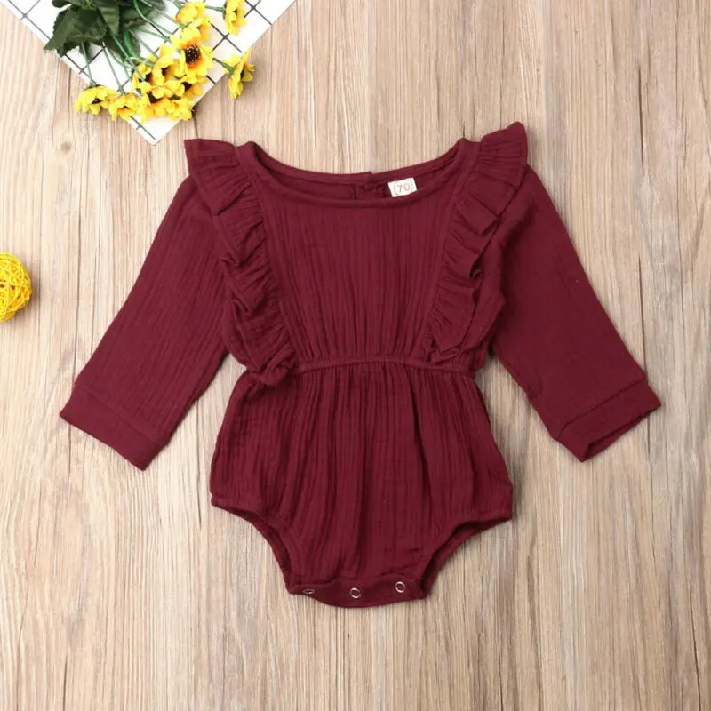 New Autumn Baby Rompers Newborn Girl Clothes Long Sleeve Ruffle Romper Jumpsuit Outfit|Ромперы| |