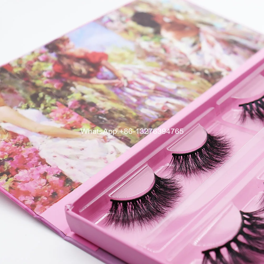 

Romantic Rose Lash Cases 4 Pairs Mink Eyelash Box Nature Mink Hair 20mm 25mm Eyelash Mix Styles Custom Lash Box With Logo