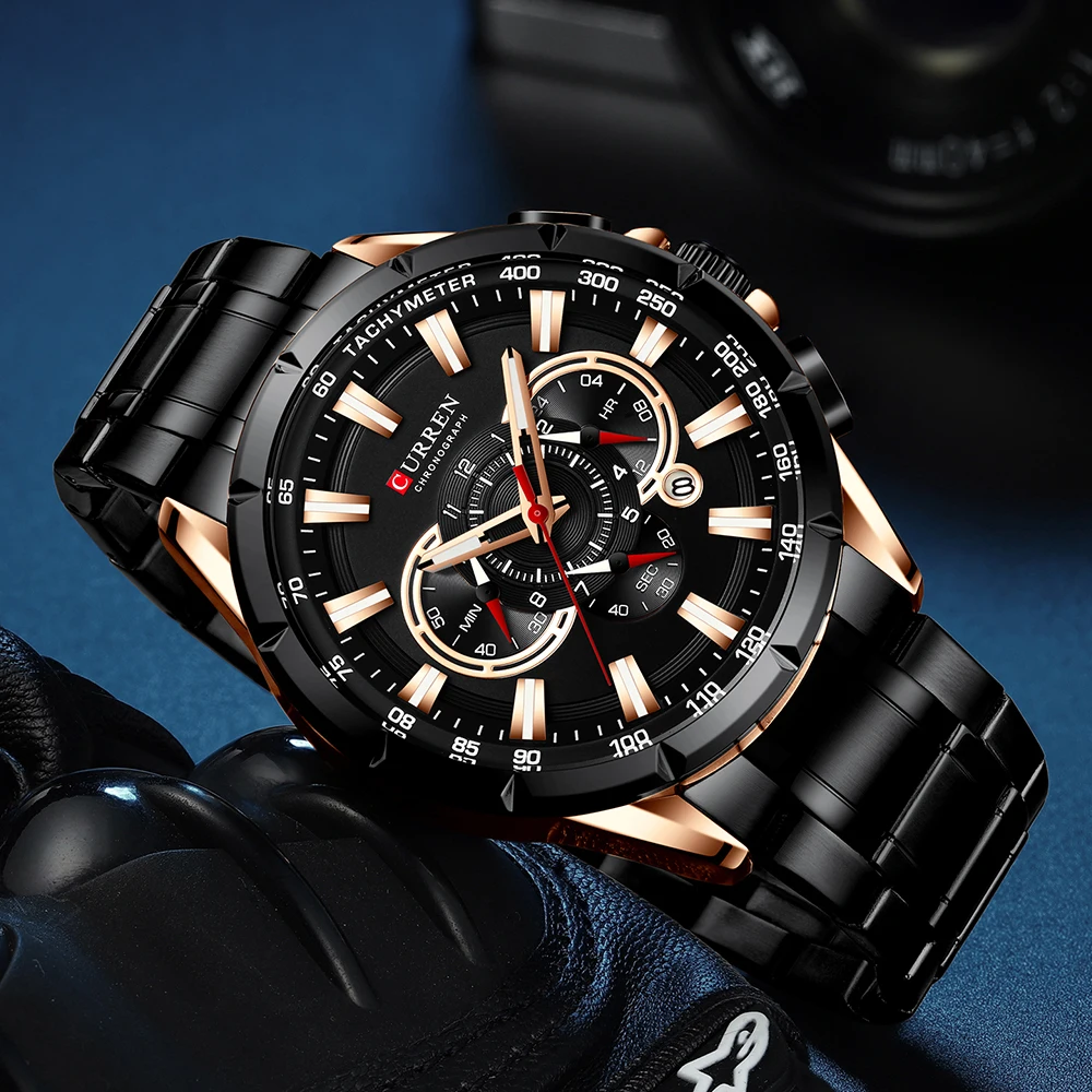 

Wrist Watch Men Waterproof Chronograph Military Army Stainless Steel Male Clock Top Brand Luxury Man Sport Watches 8363