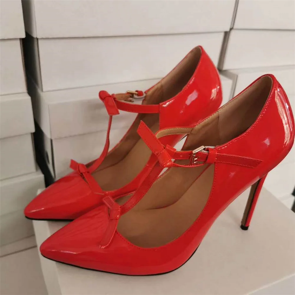 

SARAIRIS Brand Design Women Shoes Classic T Strap Pointed Toe Thin High Heels Stiletto Sexy Wedding Lady Pumps Plus Size 47