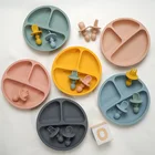 Силиконовая посуда на заказ для кормления новорожденных, однотонный Обеденный набор, тарелки, тренировочная чаша, Ложка Мини-вилка, Детские принадлежности