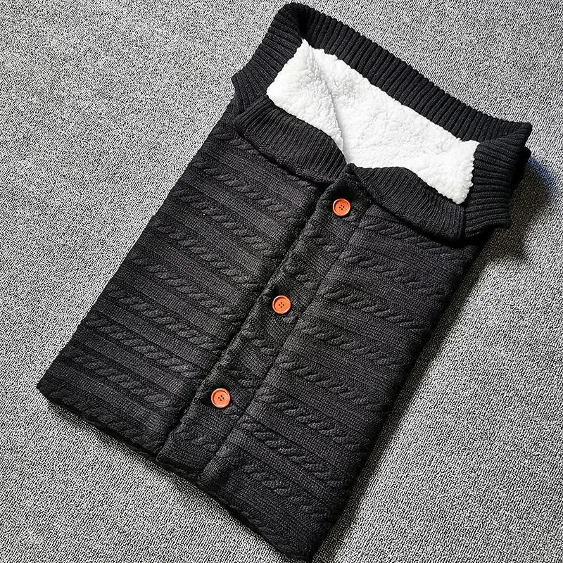 Теплые зимние спальные мешки для новорожденных вязаная Пеленка на пуговицах