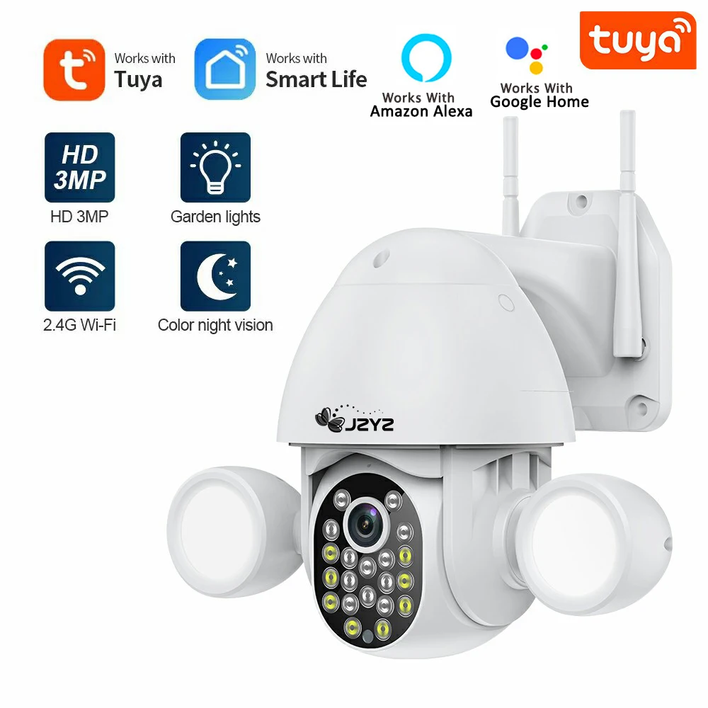 

Tuya Smartlife Floodlight Yardlight Security IP Camera 3MP Dual Lighting Two-Way Audio Home Safety Support Google Home and Alexa