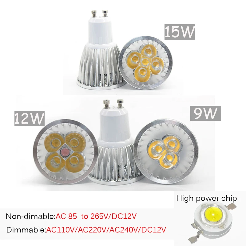 Самая низкая цена GU10 светильник led теплый/белый декоративный Точечный AC220V 9W 12W 15W