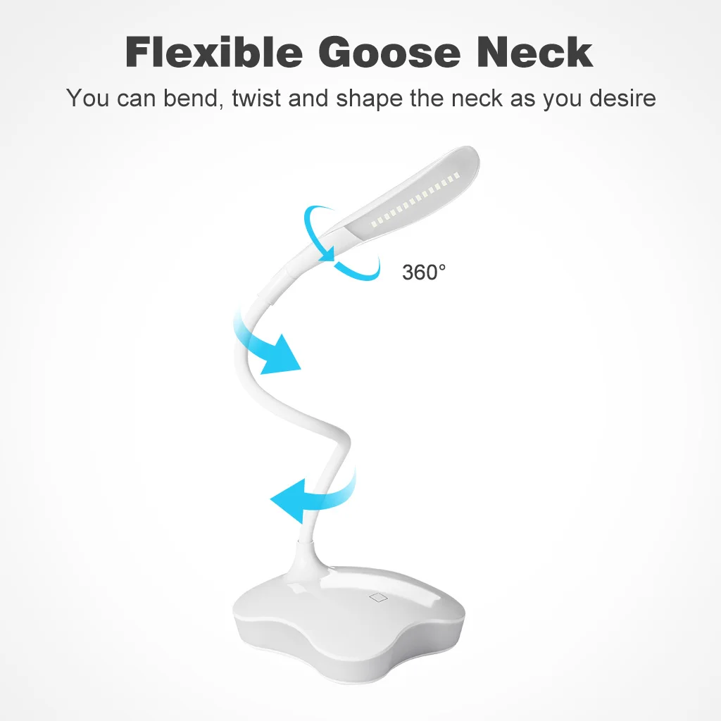 Finether USB Rechargeable LED Table Lamp Touch Sensor Dimmable 2-in-1 Portable Folding Night Lamp Desk Table Lamp