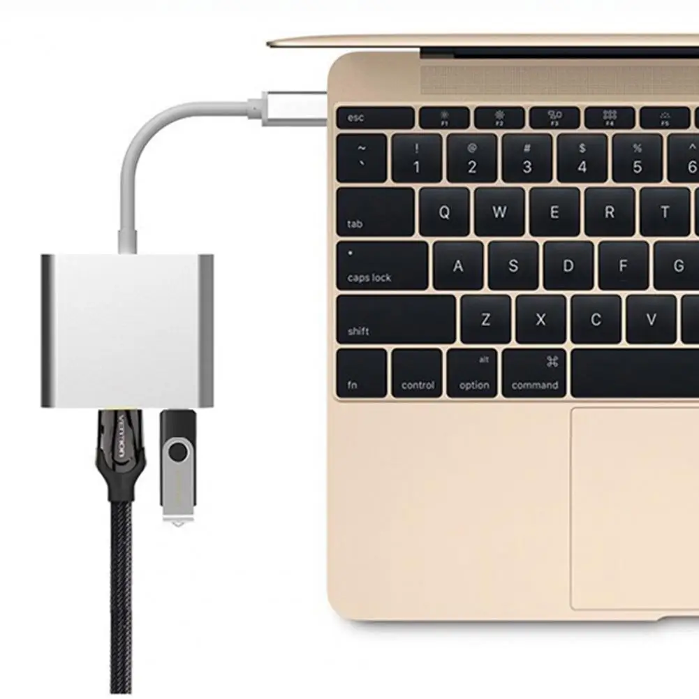 

Converter Cable 3-in-1 USB 3.1 Type C to HDMI-compatible Converter Type-C Adapter Computer Accessories for Notebook