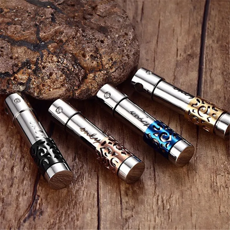 

NHGBFT Stainless Steel Hollow Tube CZ Pendant for Men Women Perfume Holder Cremation Urn Necklace