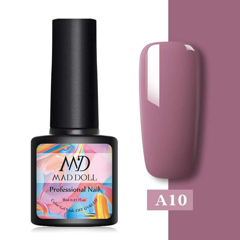 12-A10 MAD DOLL, 8 мл, 60 цветов, Гель-лак для ногтей, розовый, красный, зеленый, чистый цвет для ногтей, отмачиваемый УФ-Гель-лак, лак для маникюра, Гель-лак - Цвет: 12-A10