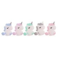 fkisbox 5pcs silicone unicorn teether beads cute cartoon rodent bpa free baby teething necklace mordedor nursing diy jewelry toy