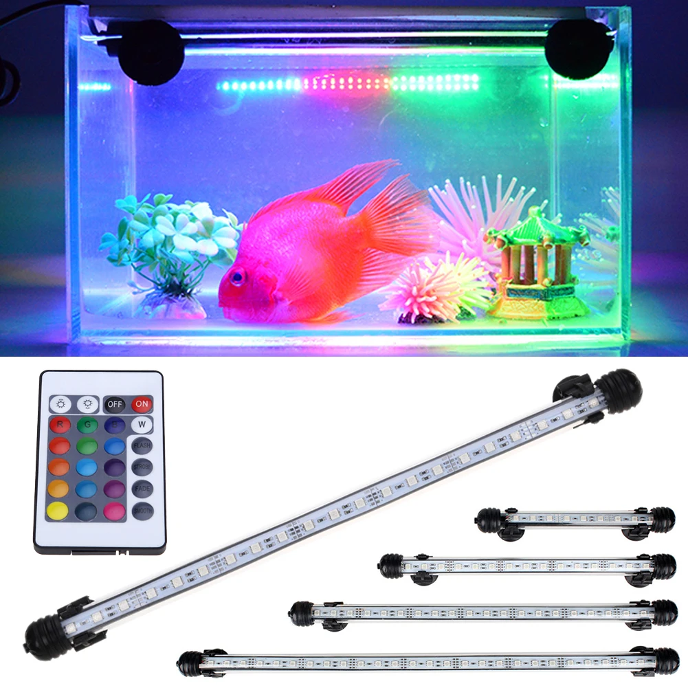 

RGB Remote Control LED Aquarium US/EU Plug Fish Tank LED Lighting Lamp 5050 SMD IP68 Waterproof Submersible Aquarium Accessoires