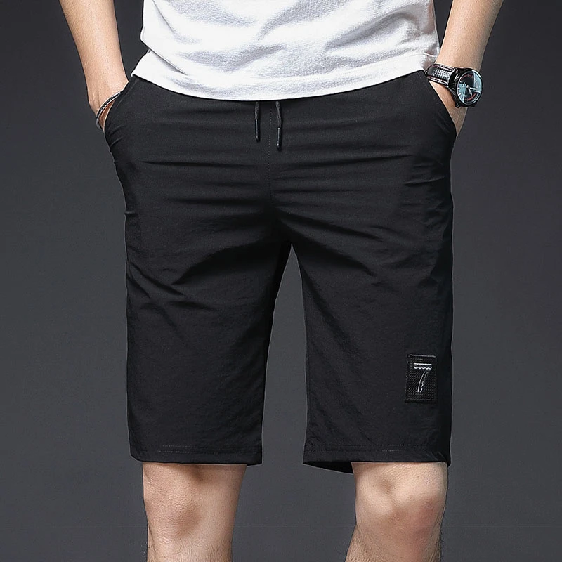 

Breathable Mens Beach Shorts Casual Bermuda Masculino 2020 Summer Black Running Shorts Solid Polyester Printed 7 Shorts Men 4XL