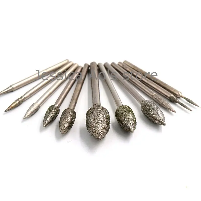 

20pcs 0.8-8mm cone shape diamond grinding needle Jade Carving Tools Tip Dremel Router Bits Stone Polishing Abrasive Tools