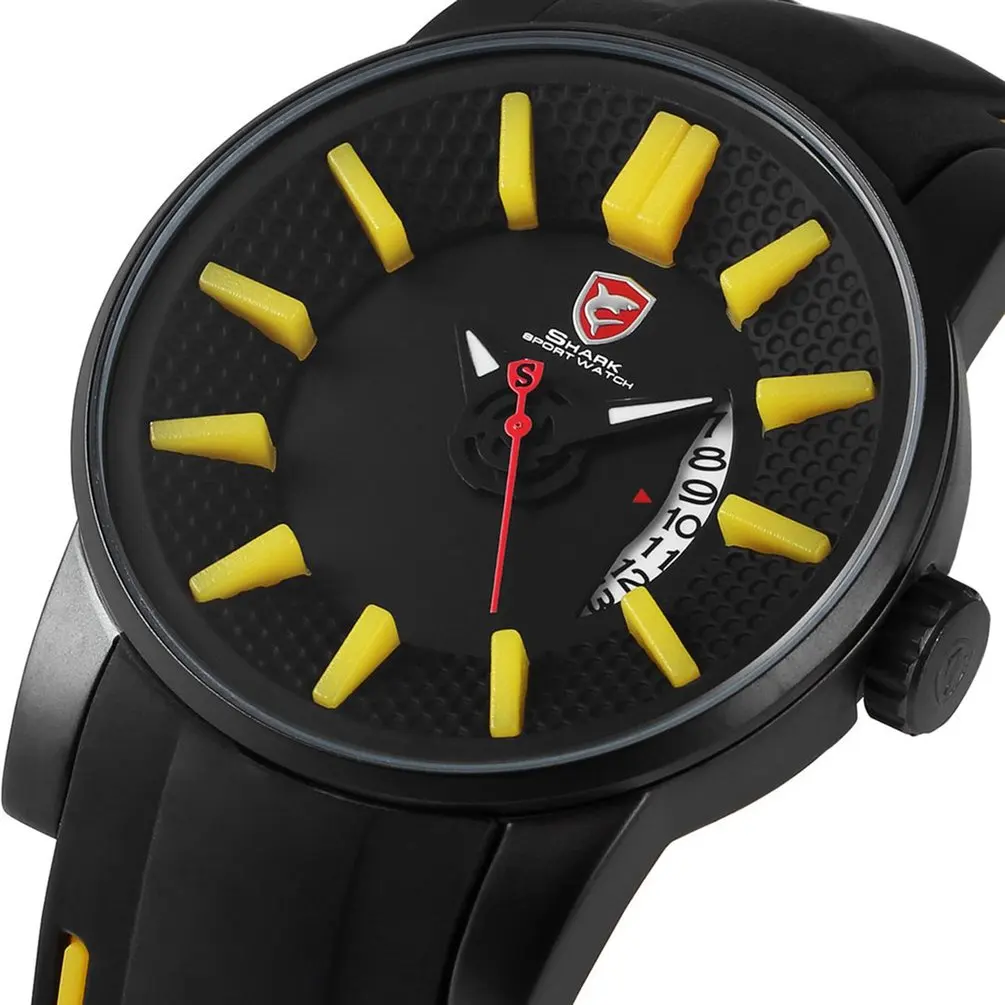 Yellow SH479 Серый риф акула спортивные часы черный 3D Специальный дизайнер лучший бренд класса люкс Дата силиконовый ремешок водонепроницаемые кварцевые мужские часы/SH477 - Цвет: Yellow SH479