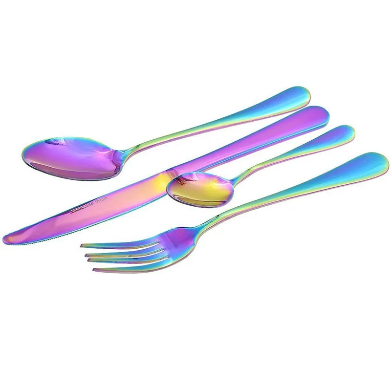 ABSS-16 Pcs Tableware Set Colorful Romantic Dinner Rainbow Flatware | Дом и сад