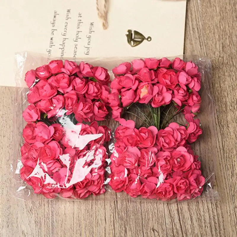 12 шт. мини бумажная Роза ручной работы искусственный цветок свадебное оформление