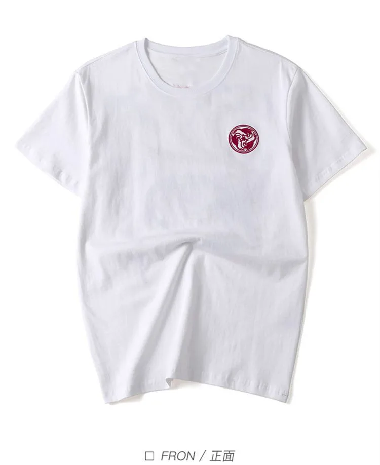 С вышивкой в виде феникса тонкая мужская футболка с О-образным вырезом коротким