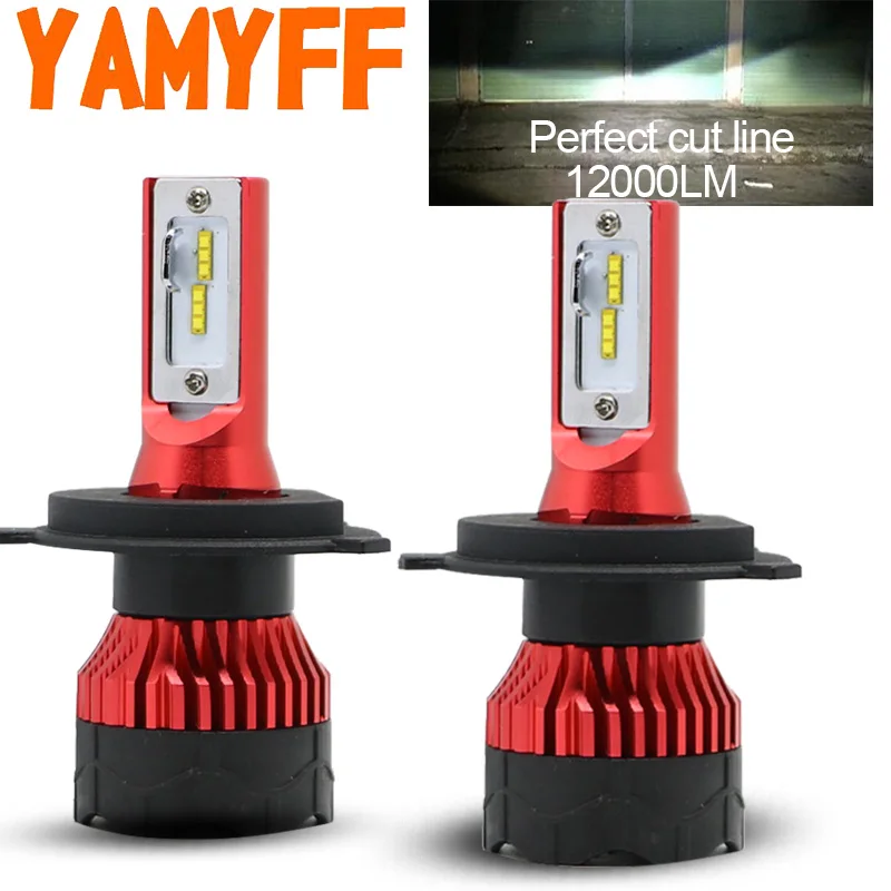 YAMYFF H4 светодиодный H7 автомобилей головной светильник H1 лампы H11 H3 HB3 9005 9006 H27 880 12000LM