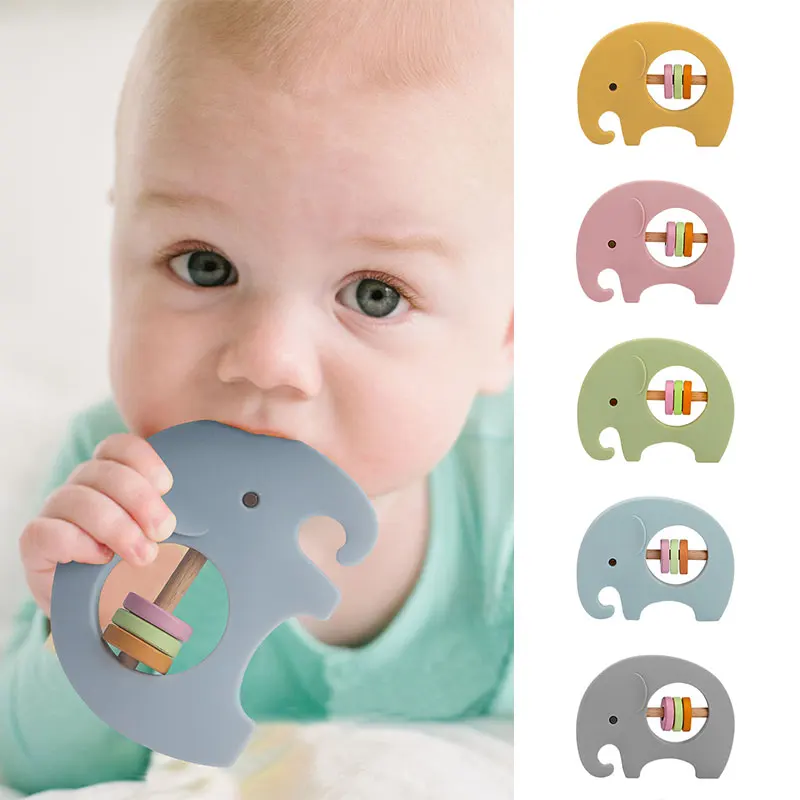 

Newborn Baby Silicone Rattle Safe Teether for Babies Teeth Fidget Toys Baby Health Goods Rattles for Kids BPA Free Accessories