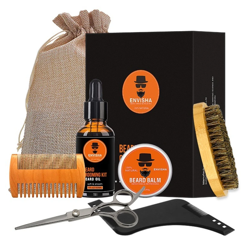 7 шт./компл. борода комплект Для мужчин Barba эфирным маслом носки с изображением