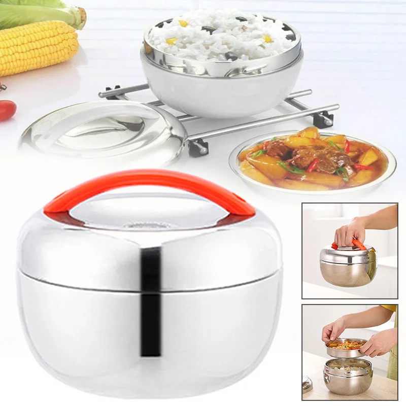 Двухслойный Ланч бокс Термоизолированный пищевой контейнер из нержавеющей