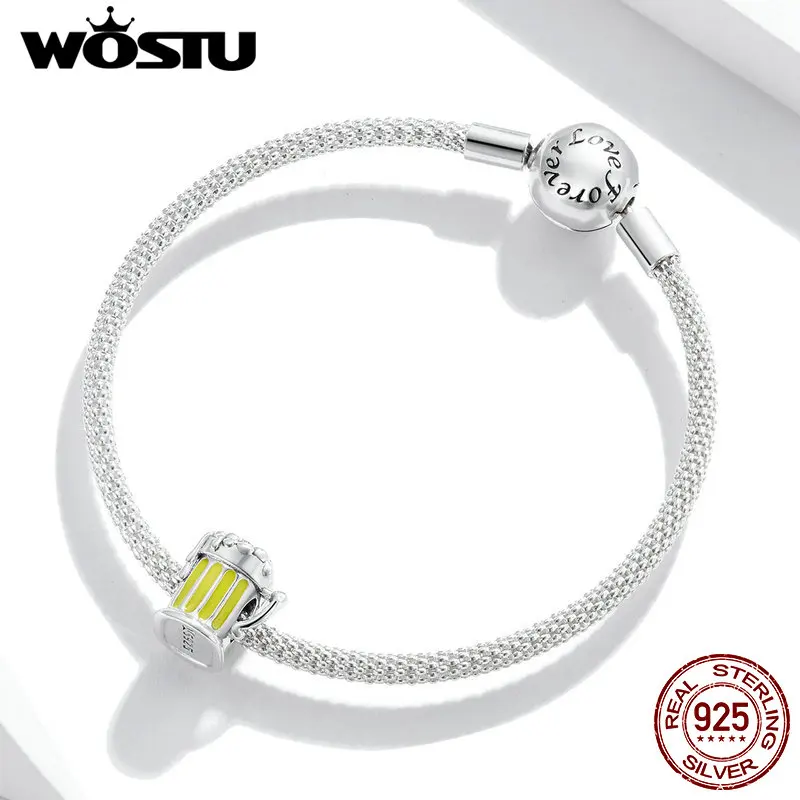 WOSTU Beer Glass Charm fit оригинальный браслет в виде змеи из стерлингового серебра 925 пробы