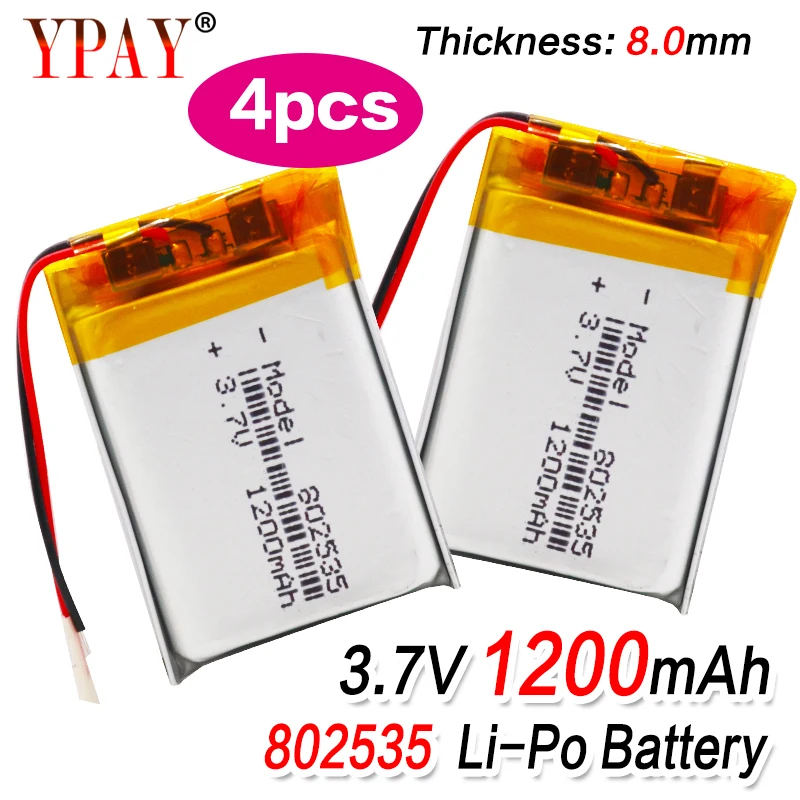 4 шт. высокое качество 3 7 V 802535 1200mAh литий-ионный полимерный литиевый аккумулятор