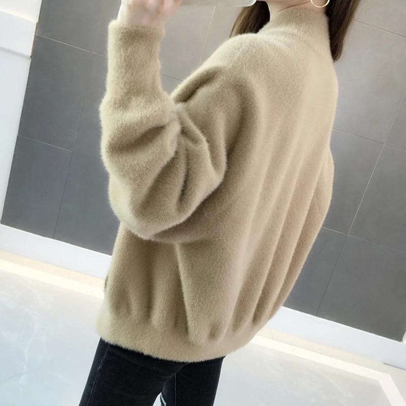 Sweater Women Cardigan Coat 2020 Autumn New Loose Imitation Mink Cashmere Tops Female Short Knit Outerwear AN298 |