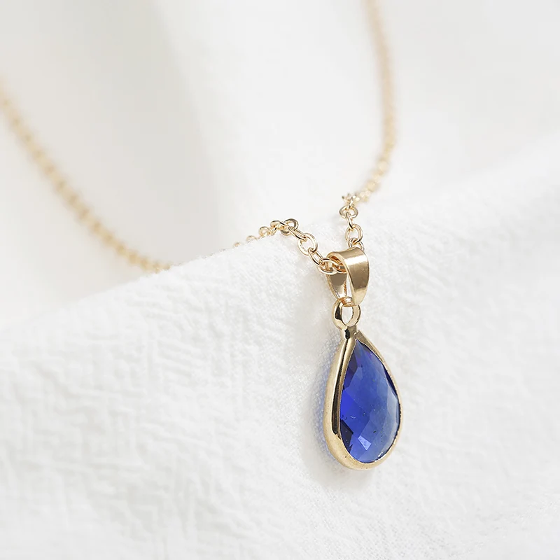Ожерелье с кулоном в виде капли воды из натурального камня по месяцу рождения Druzy