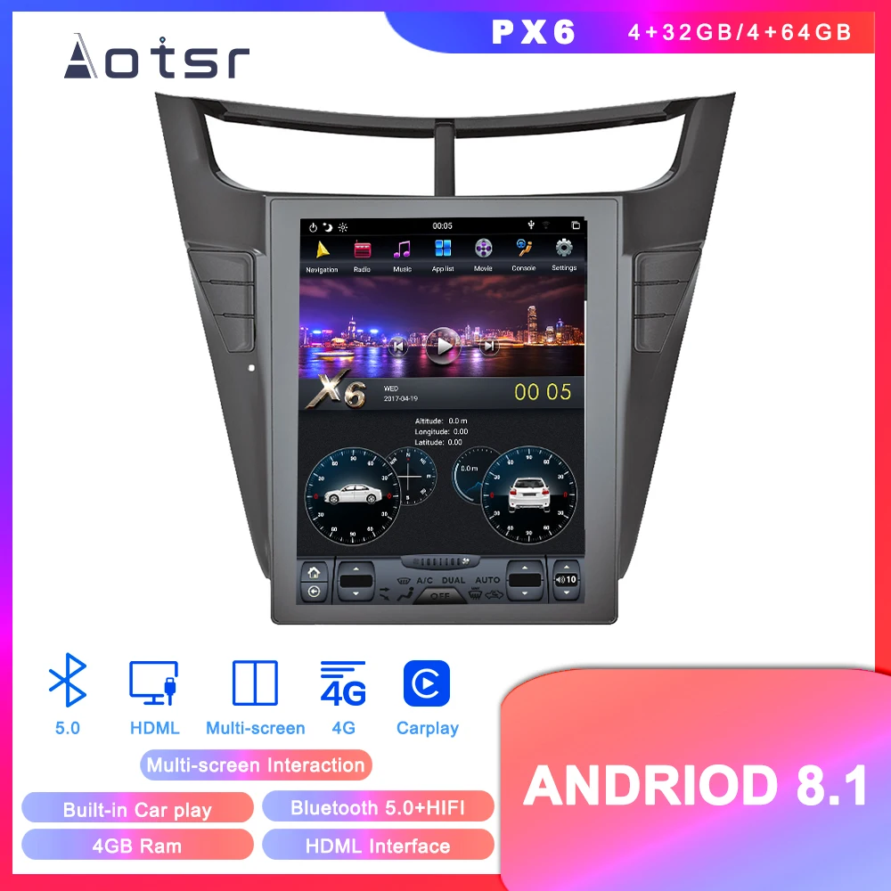 Tesla стиль Android 8 1 автомобильный DVD GPS навигация для Chevrot Sail Sonic 2015 2016 2018 Авто Радио