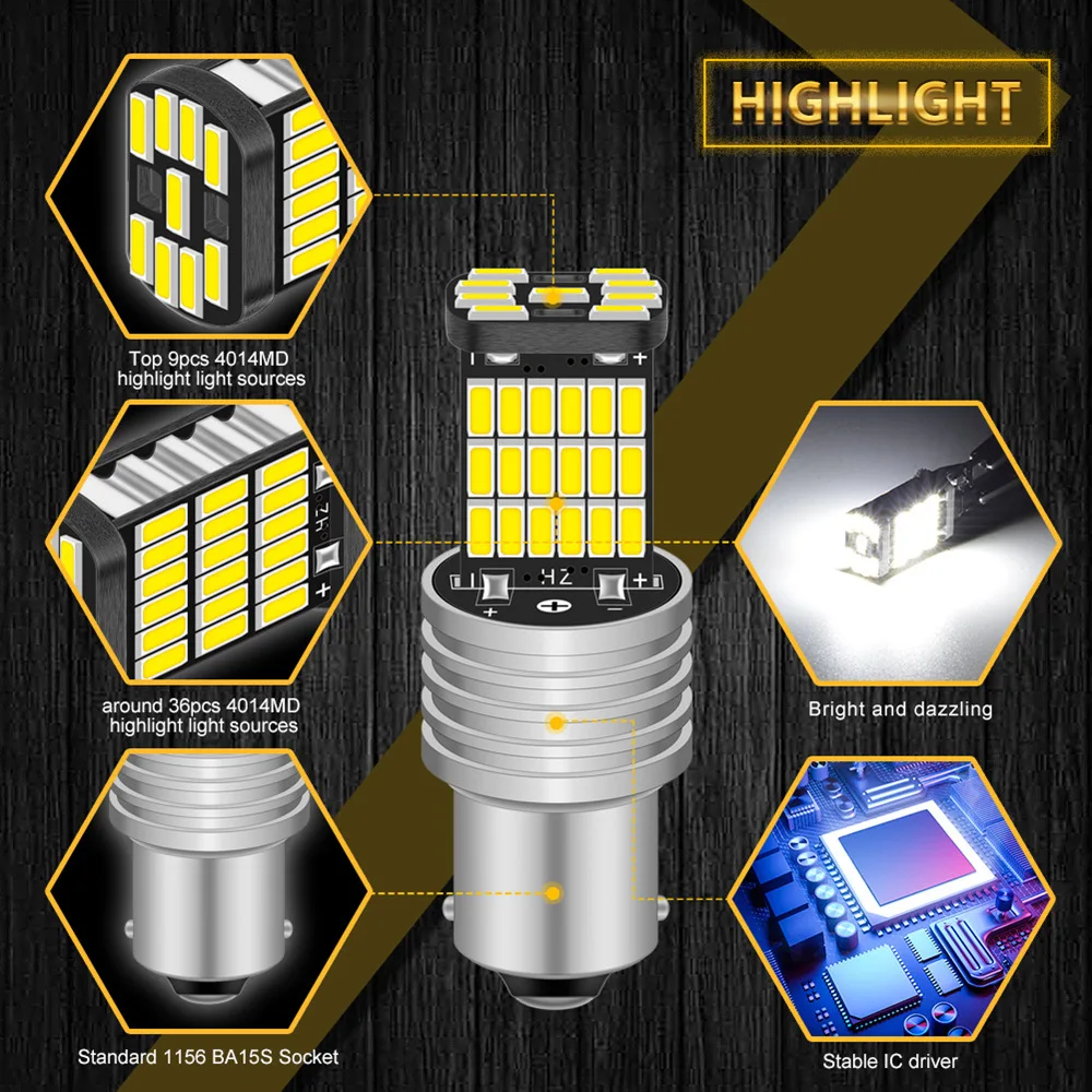 2x P21W LED Canbus без ошибок 1156 BA15S светодиодный сигнал поворота автомобиля DRL для VW Touareg