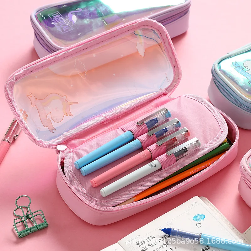 Новый Единорог/Фламинго лазерный школьный пенал высокой емкости