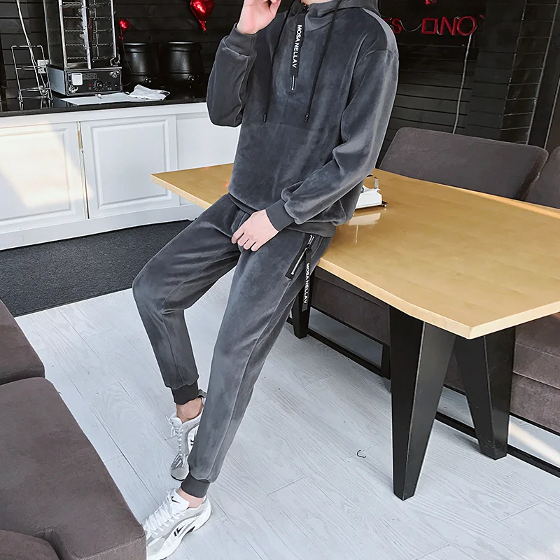 Мужской свитер с капюшоном осень-зима 2021 новый тренд спортивный костюм для