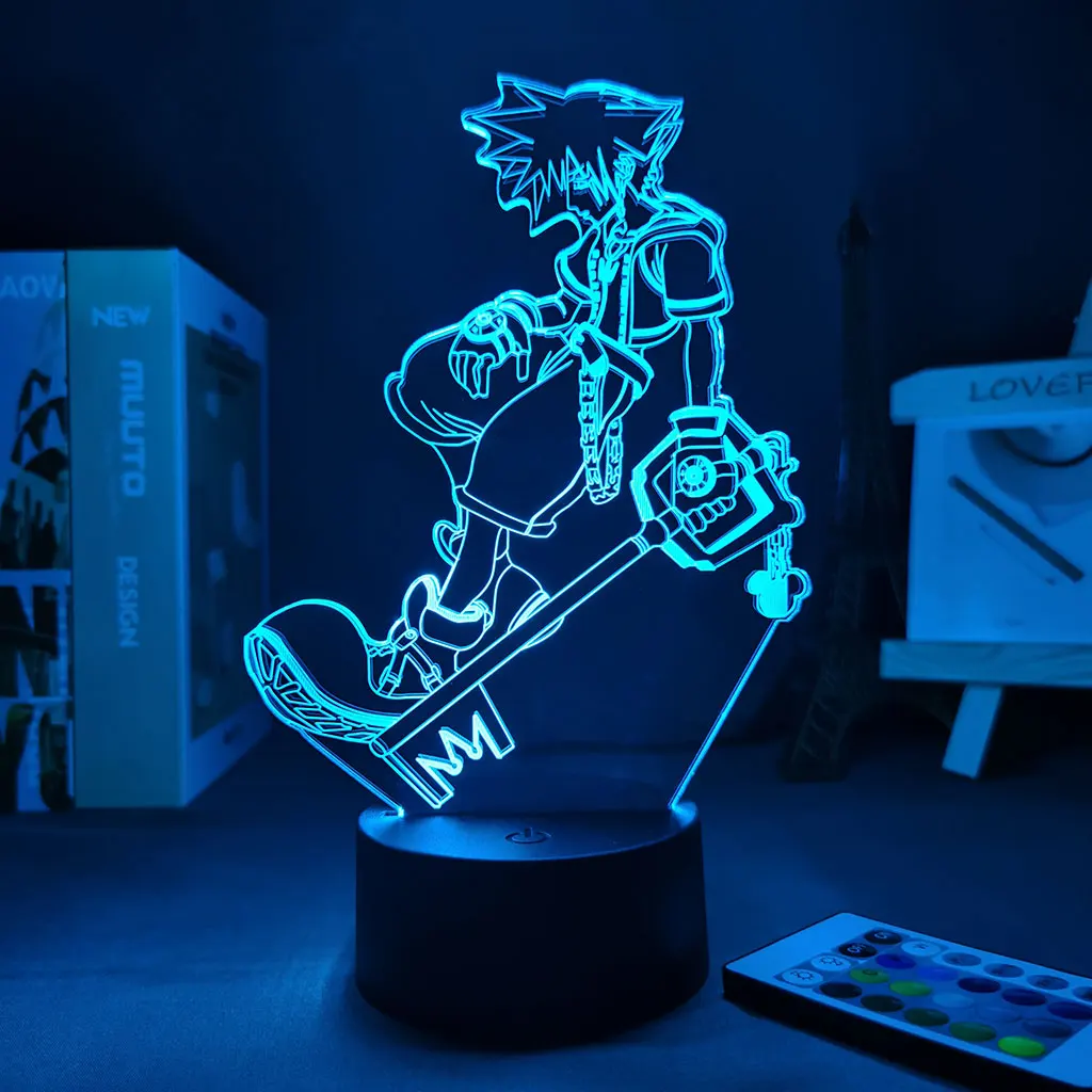 

3D Lamp Game Kingdom Hearts Sora Keyblade Lights Led For Decoration Lamp Table Game Kingdom Room Decor Manga Lamp