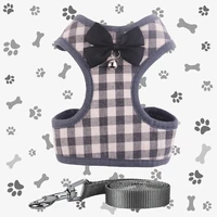 pet bow knot chest harness dog vest style chest harness set pet leash with bells mesh evening dress with dog leash pet supplies