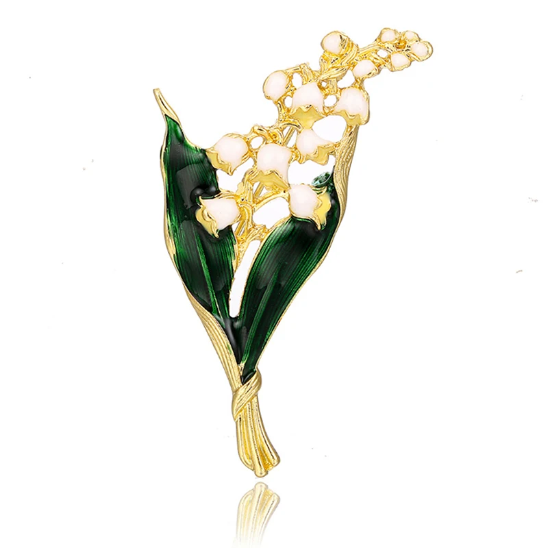Винтажный стиль золотой цветочный зеленый лист Брошь трендовая сплав эмаль