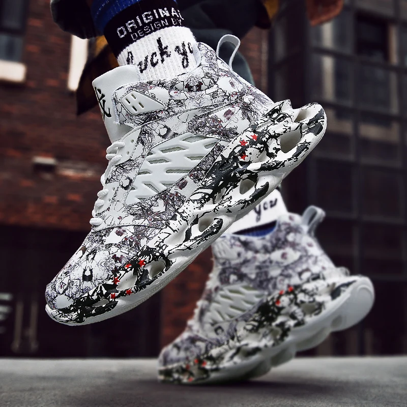 

Men's Casual Shoes Fashion Trend Sneakers For Men High Top Basketball Shoes Lace Up Vulcanize Shoe Tennis Masculino Big Size 47
