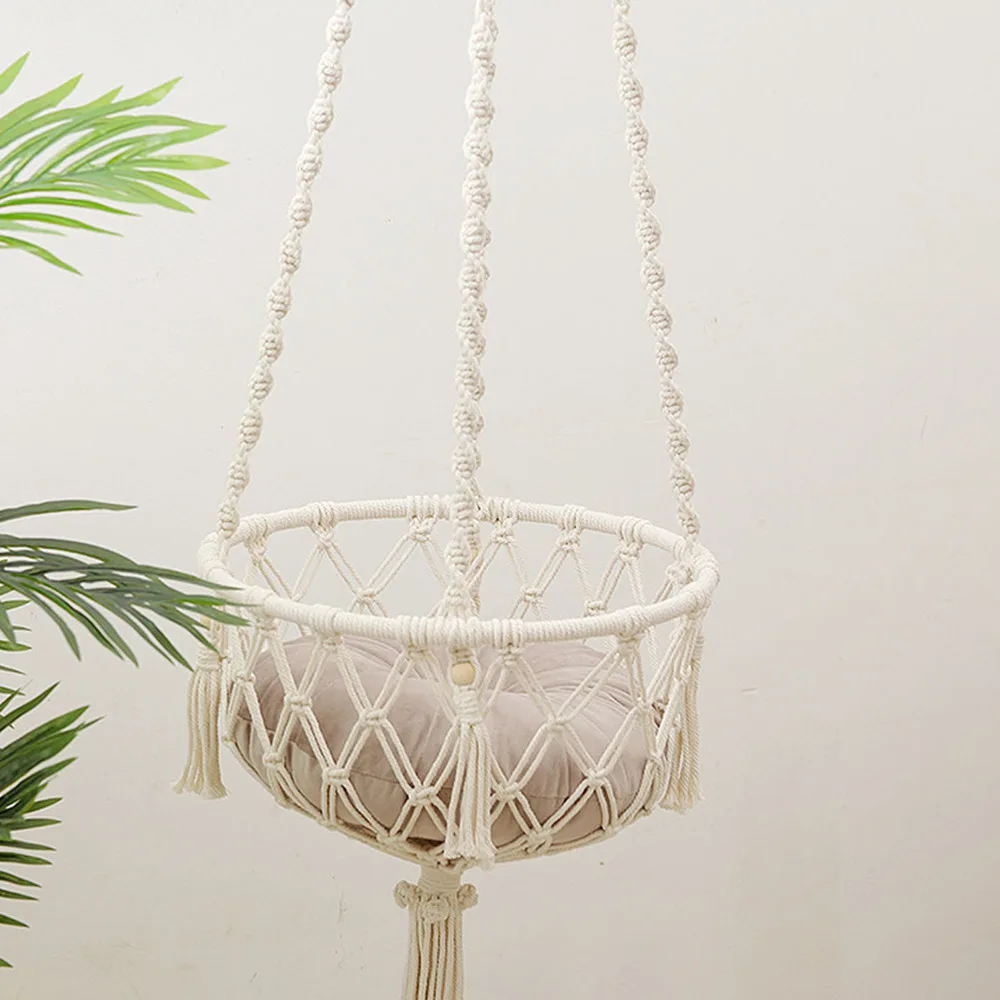 

1Pc Decorative Net Bag Hand-woven Tapestry Pendant Bedroom Ornament (White)