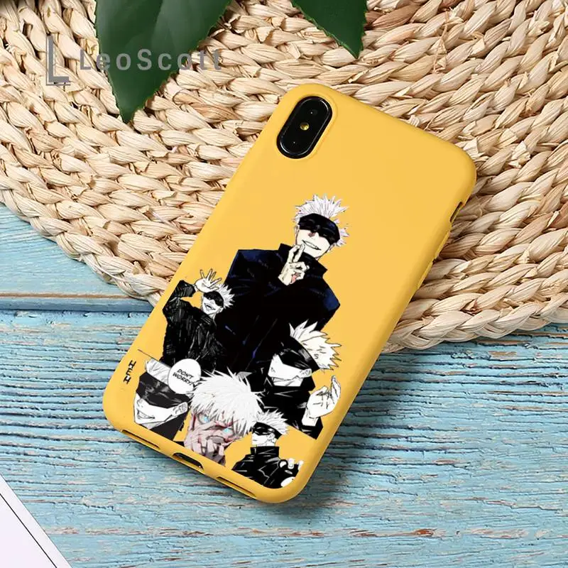 

Jujutsu Kaisen Anime Cartoon Phone Case Yellow Candy Color for iPhone 11 12 mini pro XS MAX 8 7 6 6S Plus X SE 2020 XR