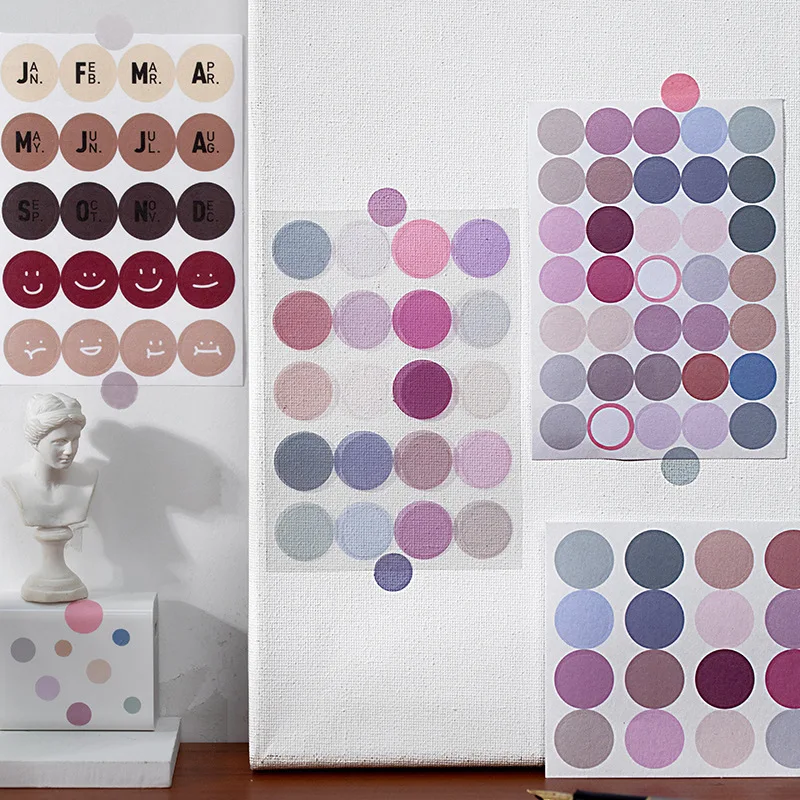 

384 Pcs Colorful Decorative Colored Dots Heart Adhesive Sticker Scrapbooks Decorative Labels For Diary Album