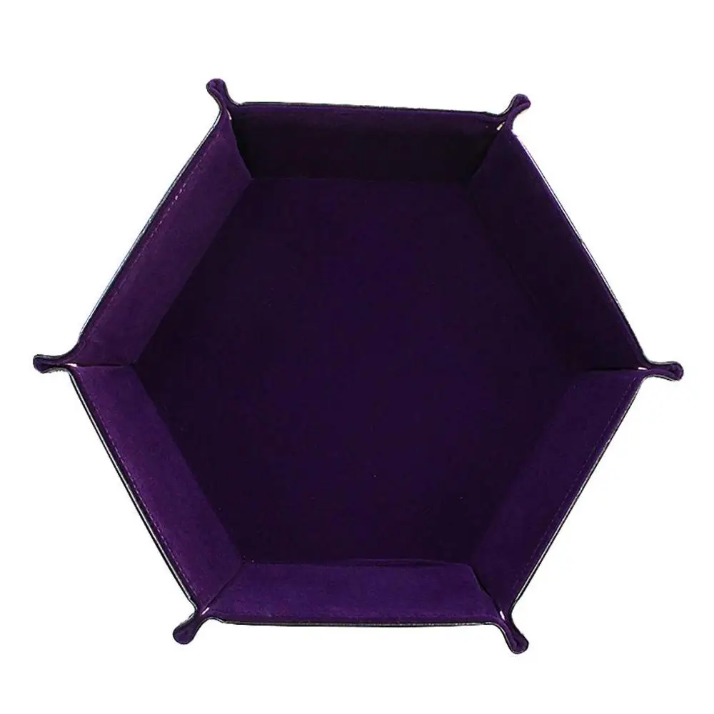 Purple XRHYY Роллинг складной шестигранник игральные кости лоток держатель для RPG DND игры в кости двухсторонний толстый PU кожа и бархат кости мат - Цвет: Purple